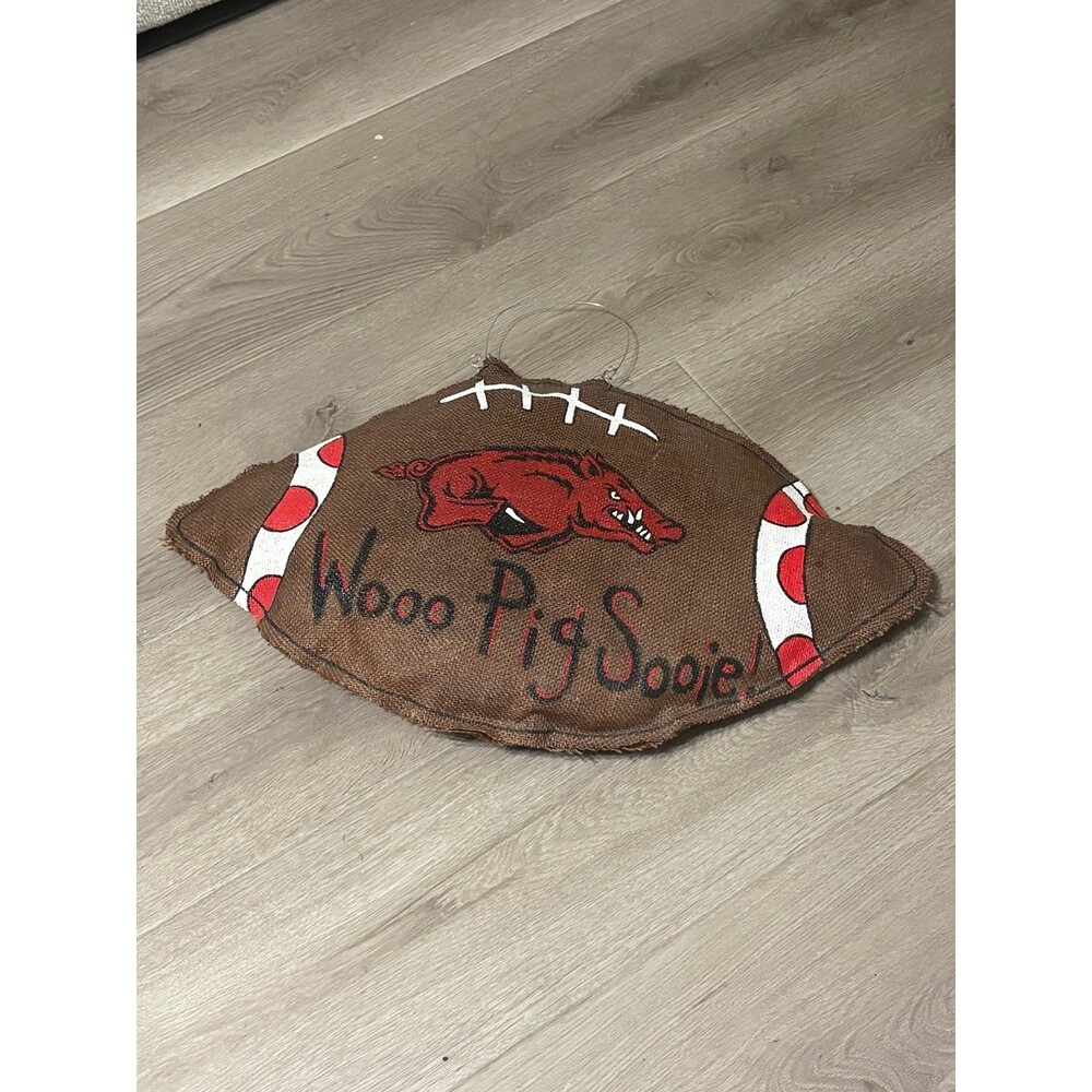 Univ of Arkansas Razorbacks Football Burlap Plush Door Wreath / Hanger